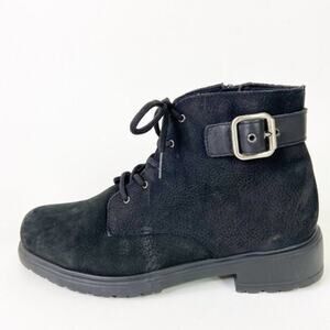 Munro Bradley Combat Buckle Boot Black Tumbled Nubuck 8